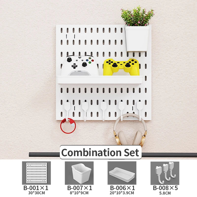 Modular Gaming Room Wall Pegboard Organizer for Controllers & Keyboards