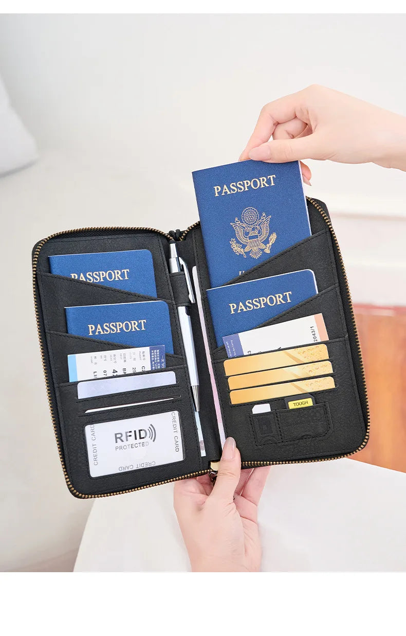 Multi-Functional RFID Blocking Passport & Travel Document Organizer Wallet