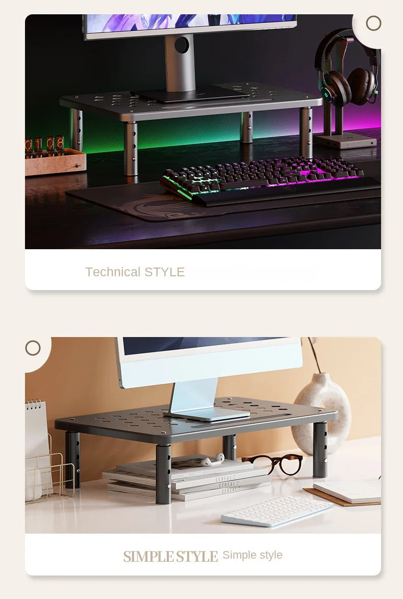 Adjustable Monitor Riser Stand with Storage Organizer Shelf