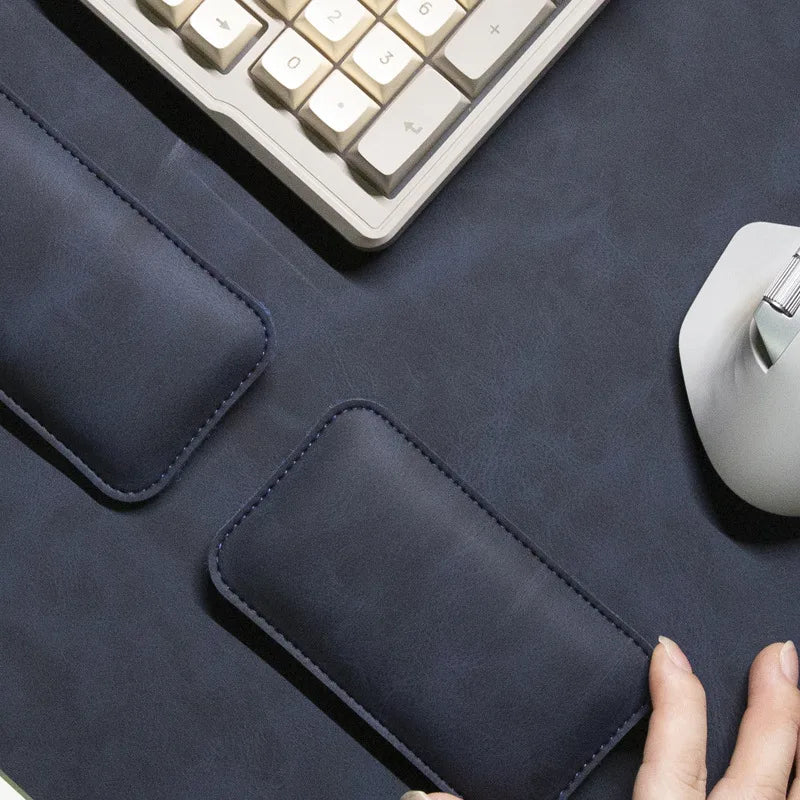 Waterproof PU Leather Desk Mat & Wrist Support Cushion Set