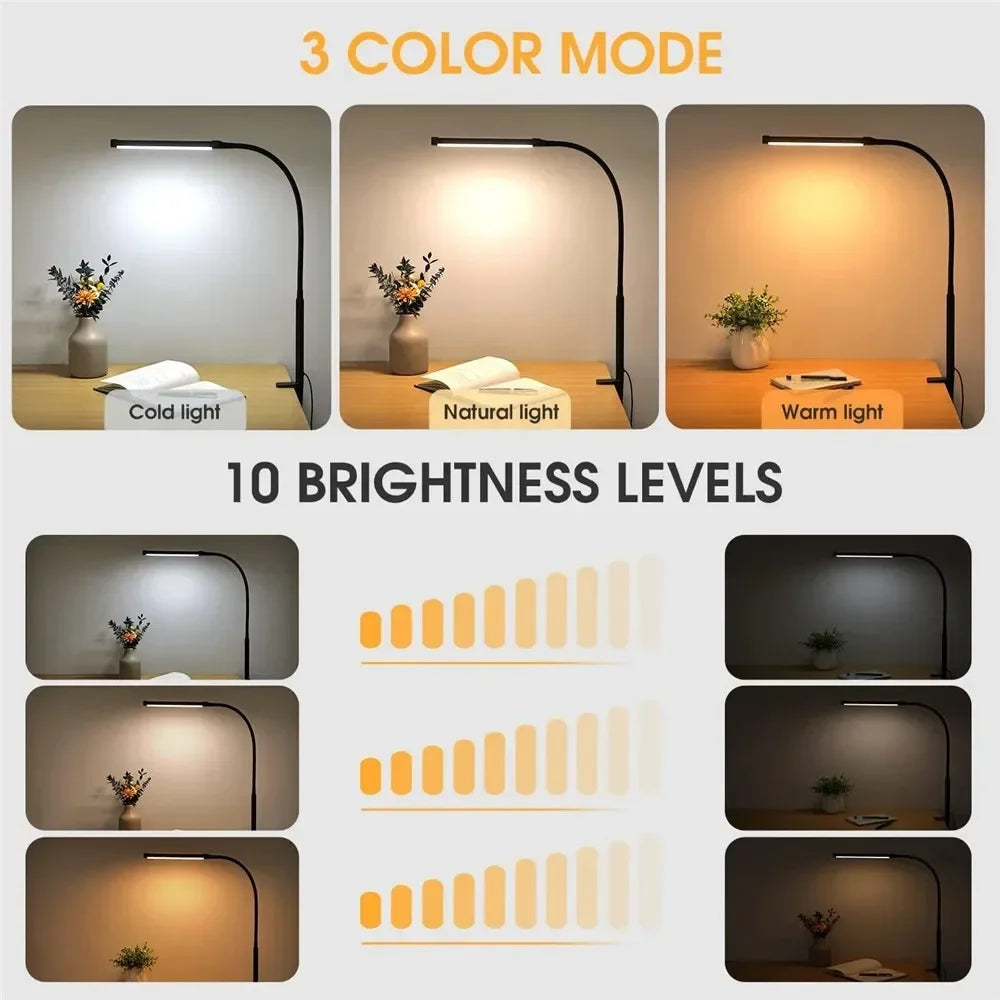 Double-Head LED Monitor Desk Lamp - Dimmable Eye Care Light Bar