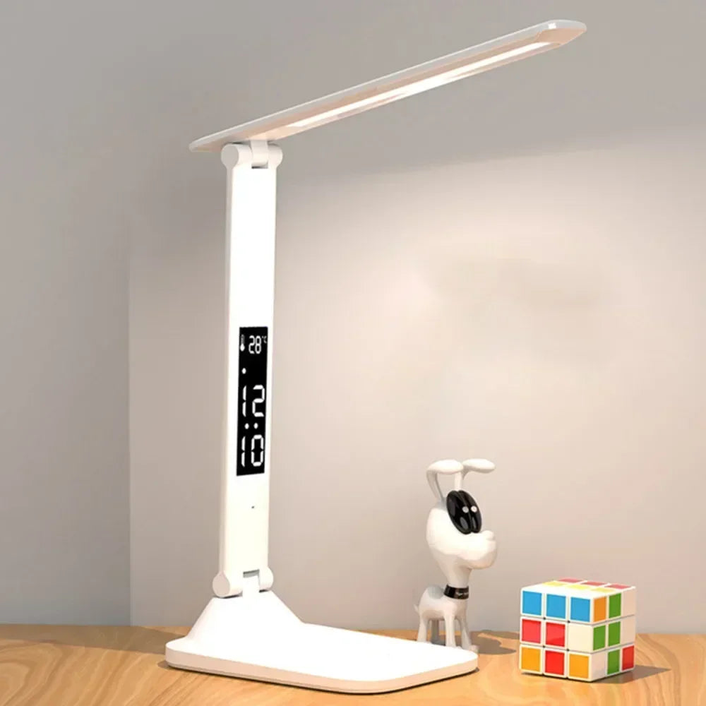 Touch-Dimmable LED Desk Lamp with Clock Calendar & Temperature Display