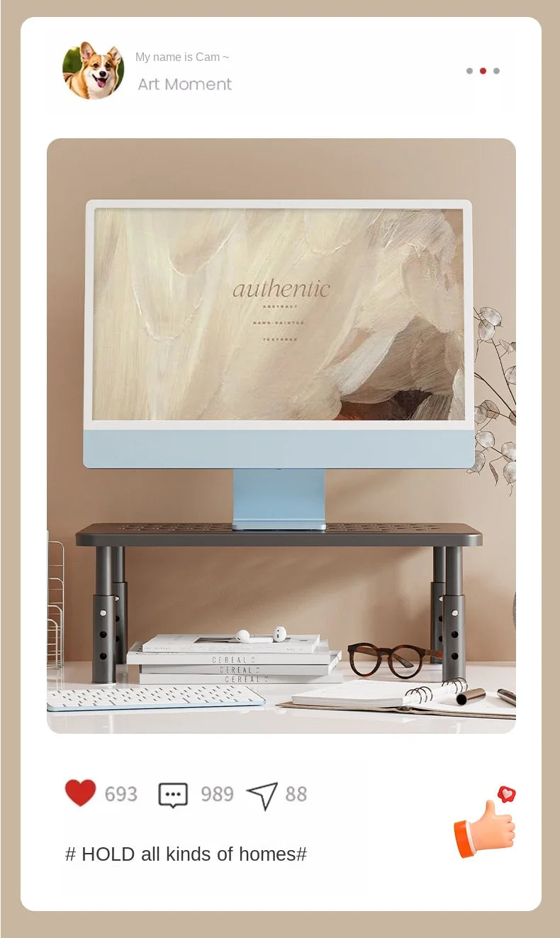 Adjustable Monitor Riser Stand with Storage Organizer Shelf