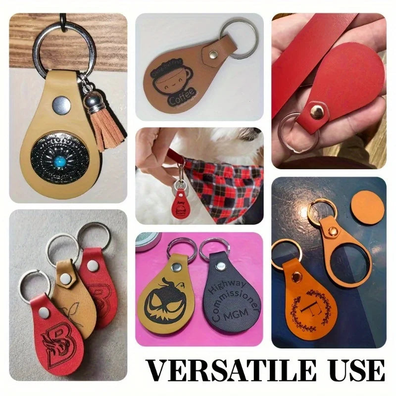 PU Leather Key Fob Blanks – 10-Pack | Laser Engraving Keychains for Gifts & Crafting
