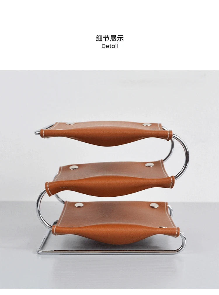 Nordic Iron & Leather Desktop Storage Tray Box Organizer