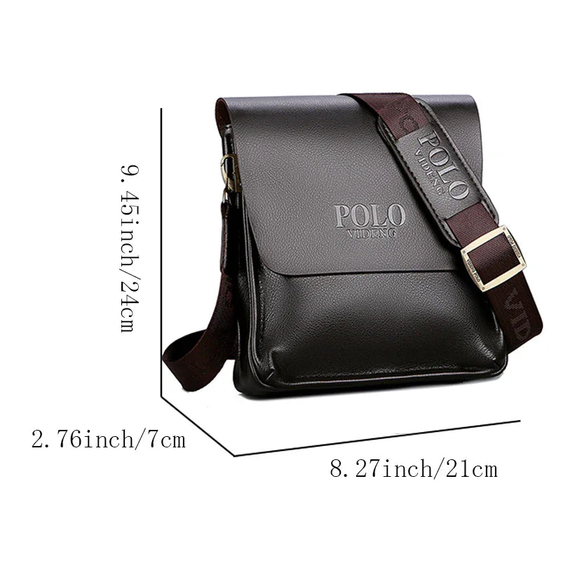 Men's Vertical PU Leather Crossbody Satchel Bag