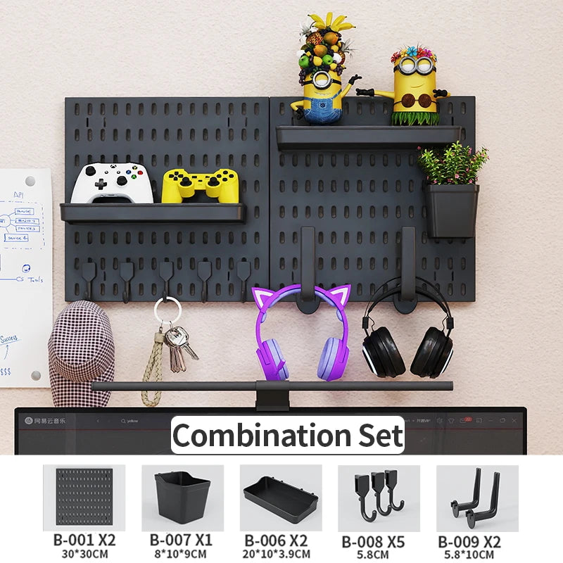 Modular Gaming Room Wall Pegboard Organizer for Controllers & Keyboards