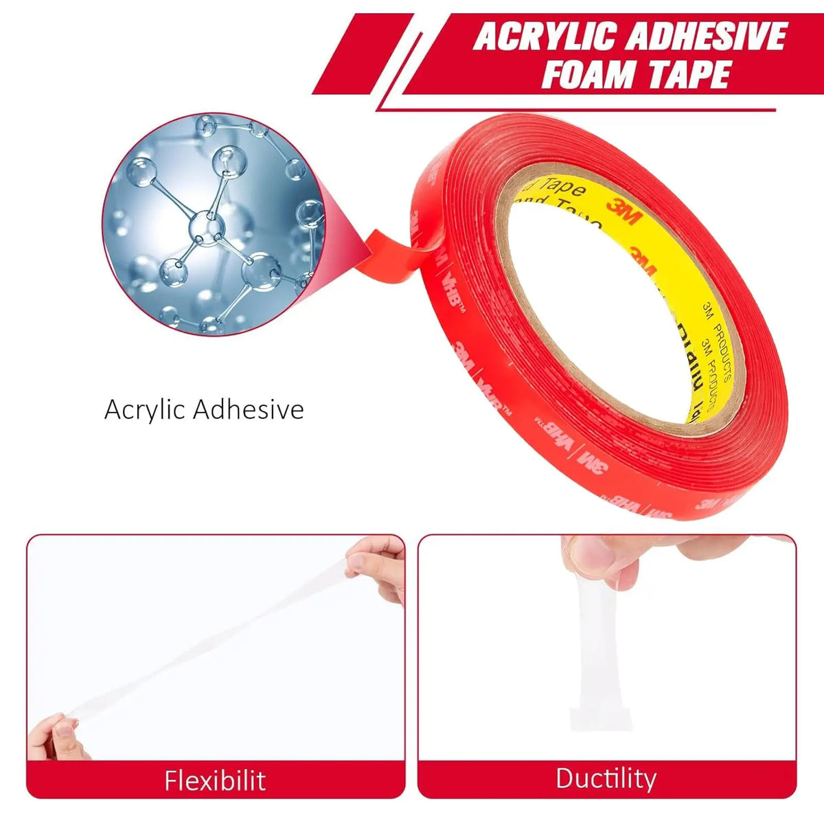 3M VHB 4910 Heavy Duty Double-Sided Clear Mounting Tape - Waterproof