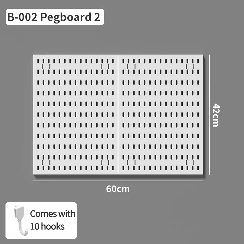 Drill-Free Wall Mount Pegboard Storage Organizer System