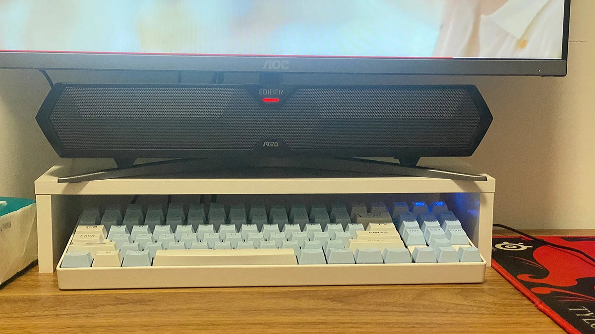 Ergonomic Monitor Riser Stand with Keyboard Storage Tray