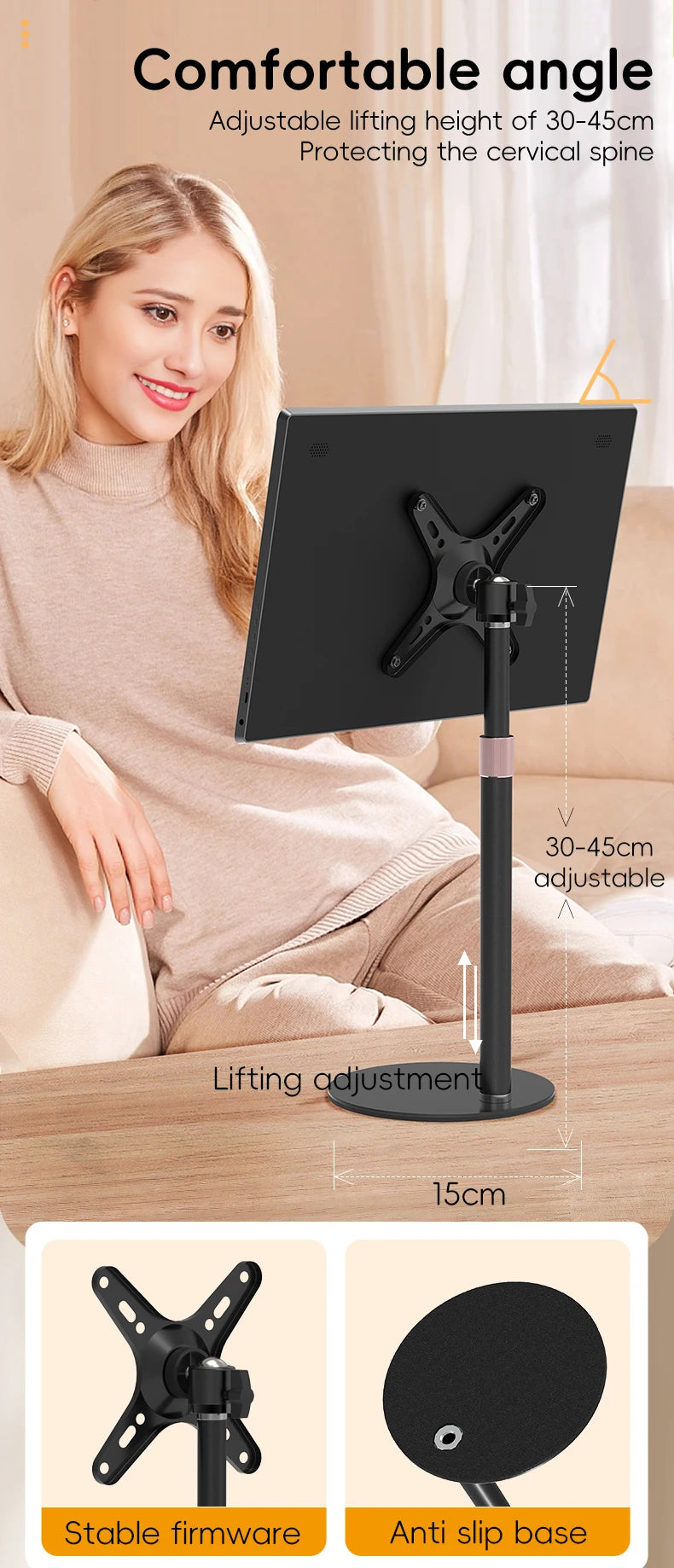KEEPRO Height Adjustable Portable Monitor & Tablet Stand - VESA Support