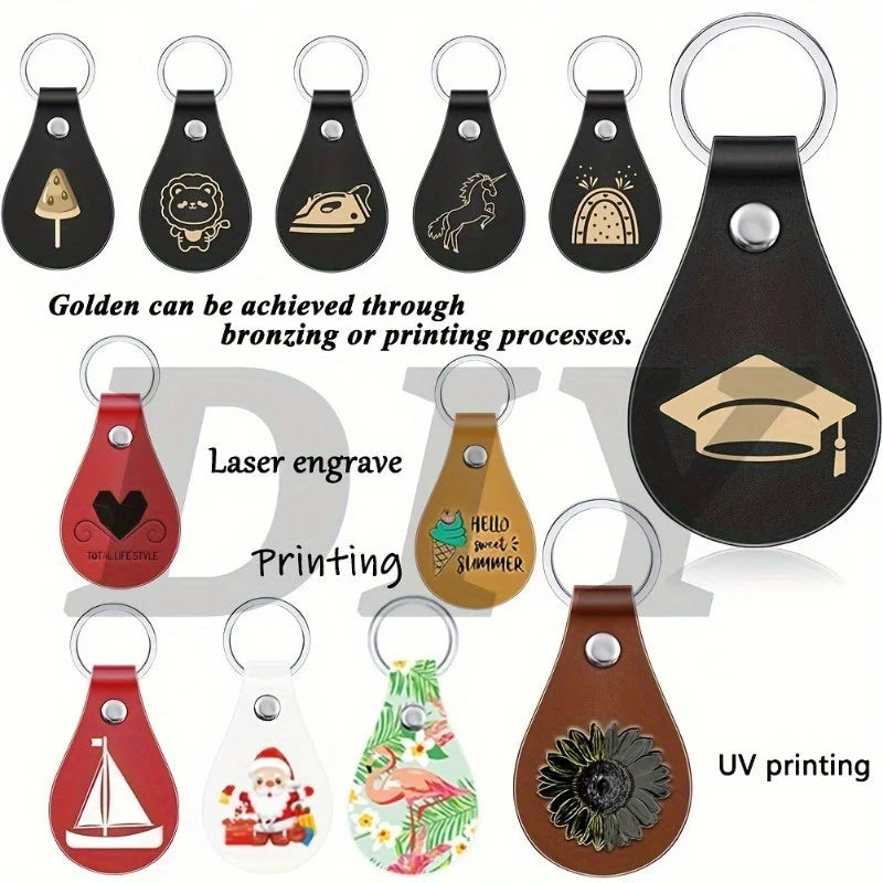 PU Leather Key Fob Blanks – 10-Pack | Laser Engraving Keychains for Gifts & Crafting