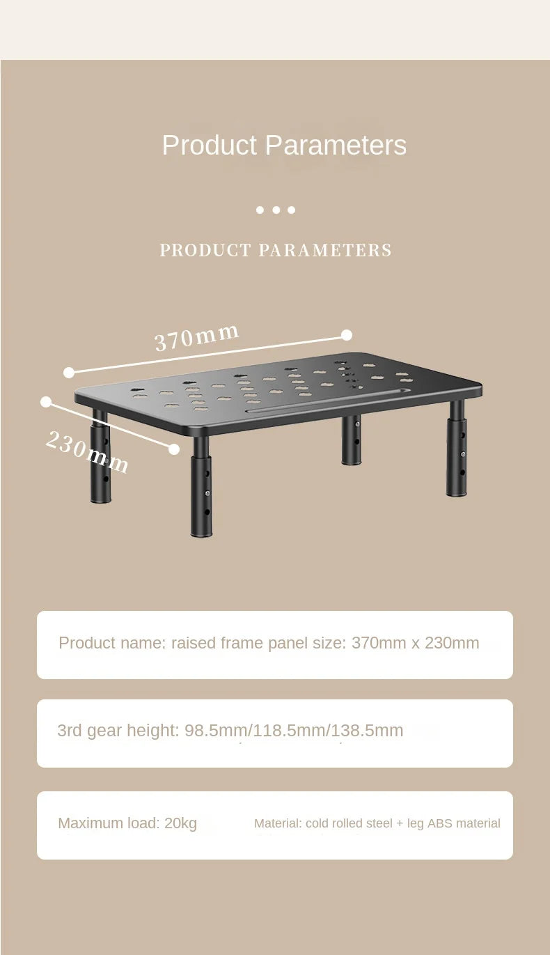 Adjustable Monitor Riser Stand with Storage Organizer Shelf