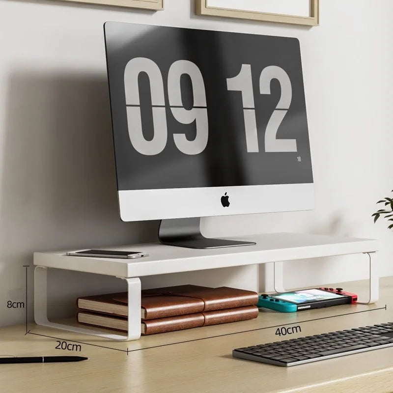 Wooden Desktop Monitor Stand Riser with Storage Rack Shelf