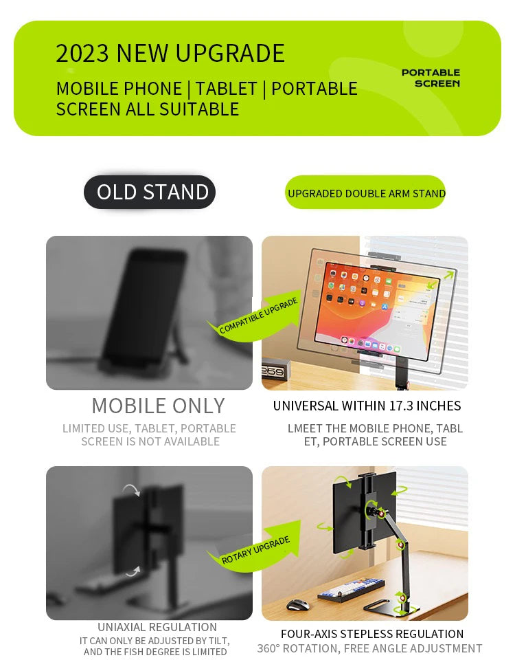 360° Swivel Portable Monitor & Tablet Desk Clamp Mount Stand