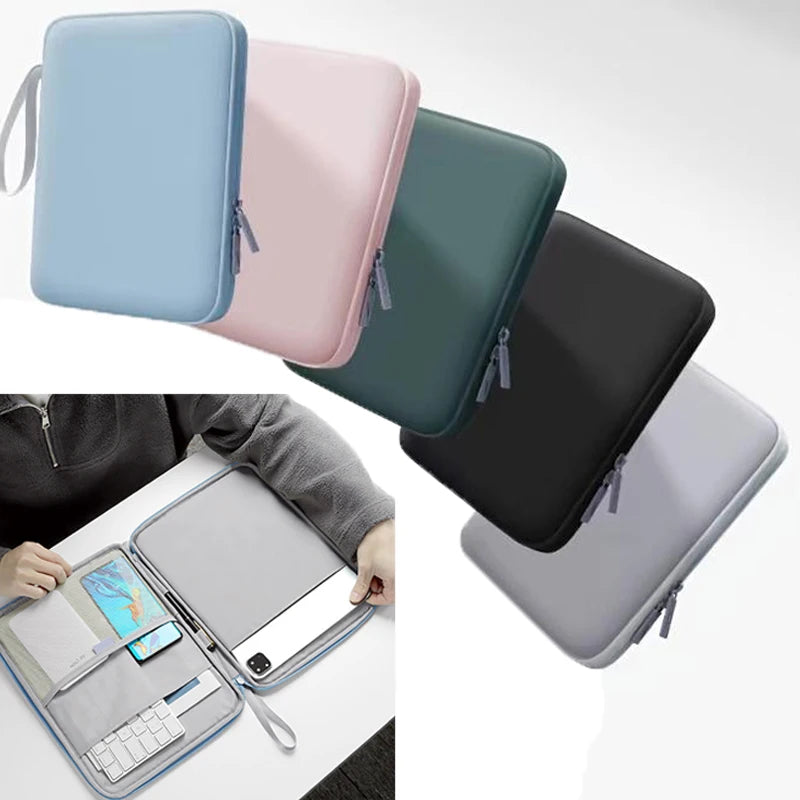 PU Leather Tablet Handbag Pouch – Shockproof Sleeve with Wrist Strap for iPad Air, Samsung & More (10.9" & 12.9")