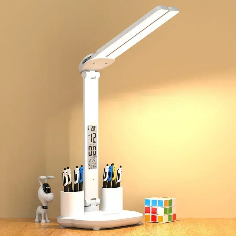 Touch-Dimmable LED Desk Lamp with Clock Calendar & Temperature Display