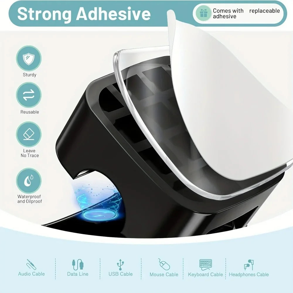 Magnetic Under-Desk Cable Clips & Cord Organizer Keepers
