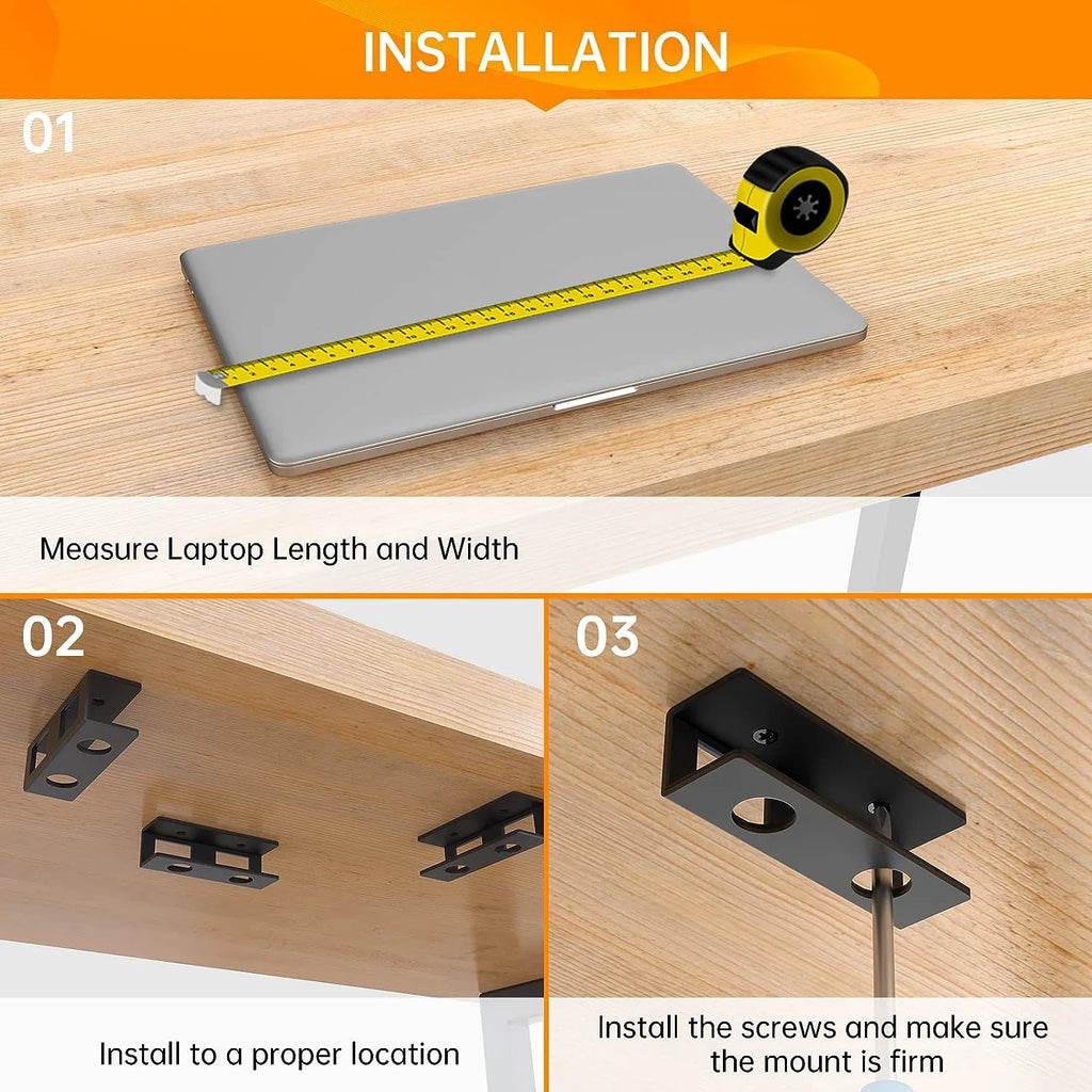 Under-Desk Metal Laptop & Mac Mini Mount Shelf Bracket