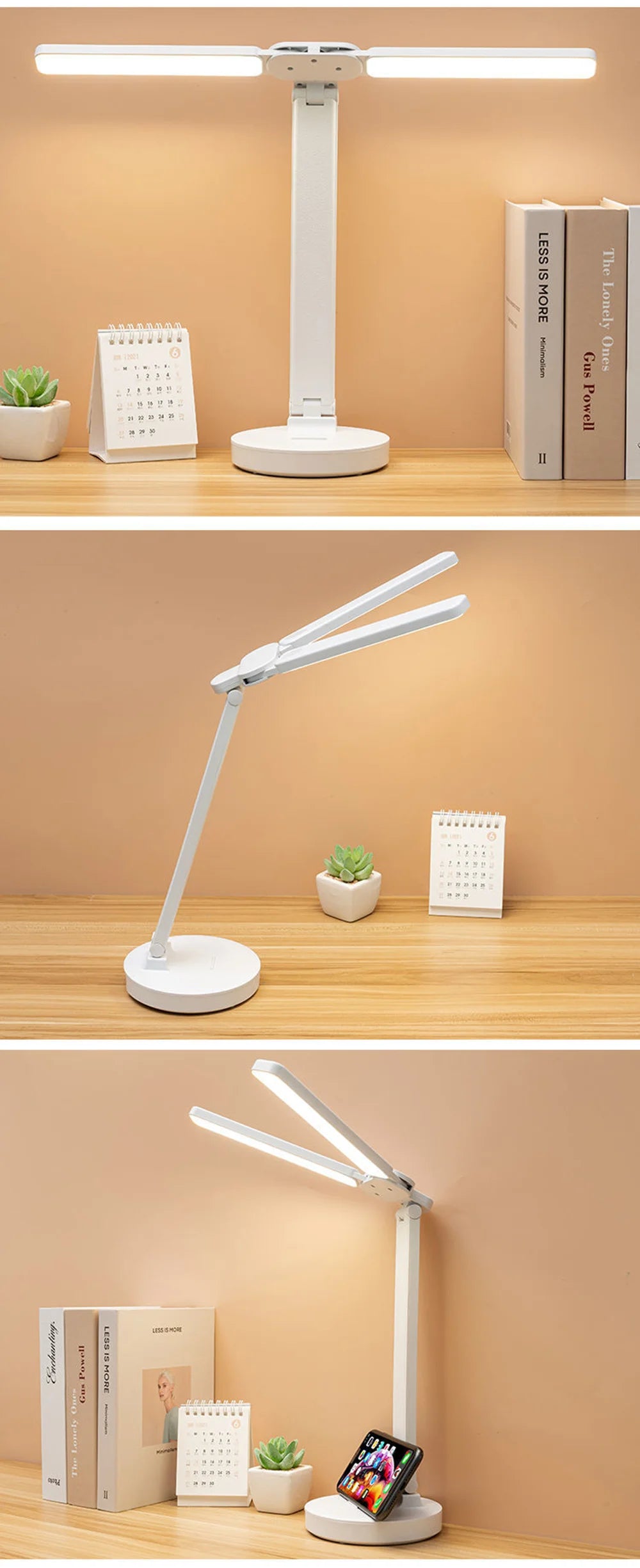 Touch-Dimmable LED Desk Lamp with Clock Calendar & Temperature Display