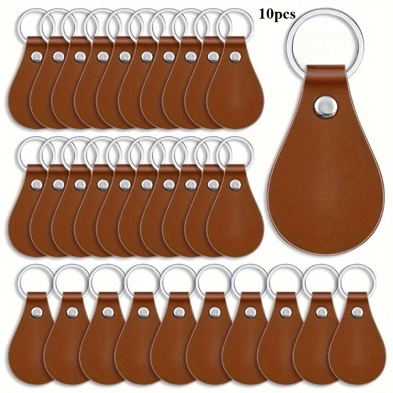 PU Leather Key Fob Blanks – 10-Pack | Laser Engraving Keychains for Gifts & Crafting