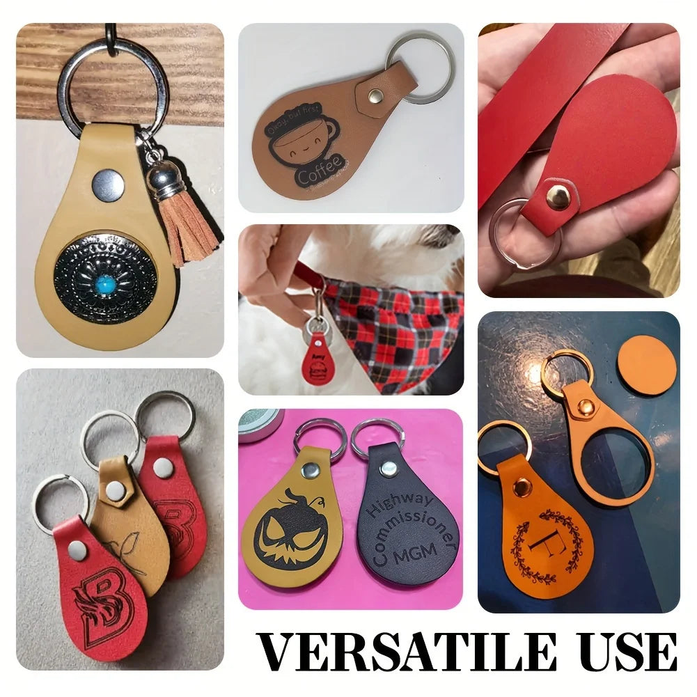 PU Leather Key Fob Blanks – 10-Pack | Laser Engraving Keychains for Gifts & Crafting