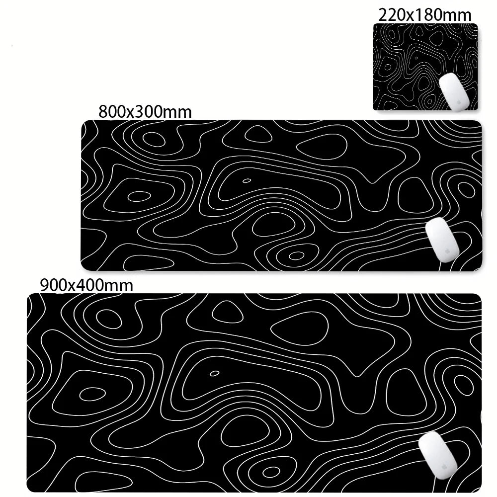 Abstract Black & White Strata Liquid XXL Extended Gaming Desk Mat