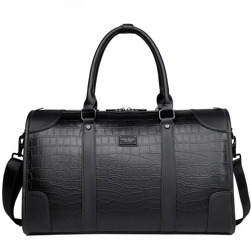 Men's Alligator-Embossed PU Leather Business Duffle Bag