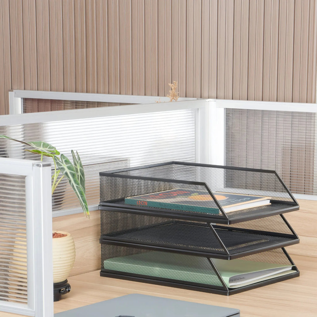 Wrought Iron Multi-Layer Stacked File Tray Desktop Storage Rack