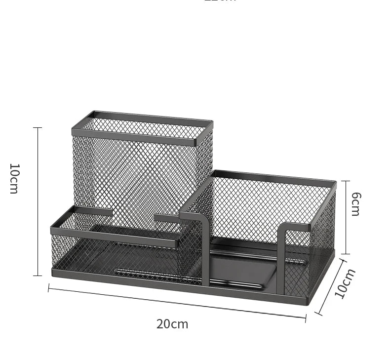 Mesh Desk Organizer Caddy - 3 Compartments Metal Pencil Holder
