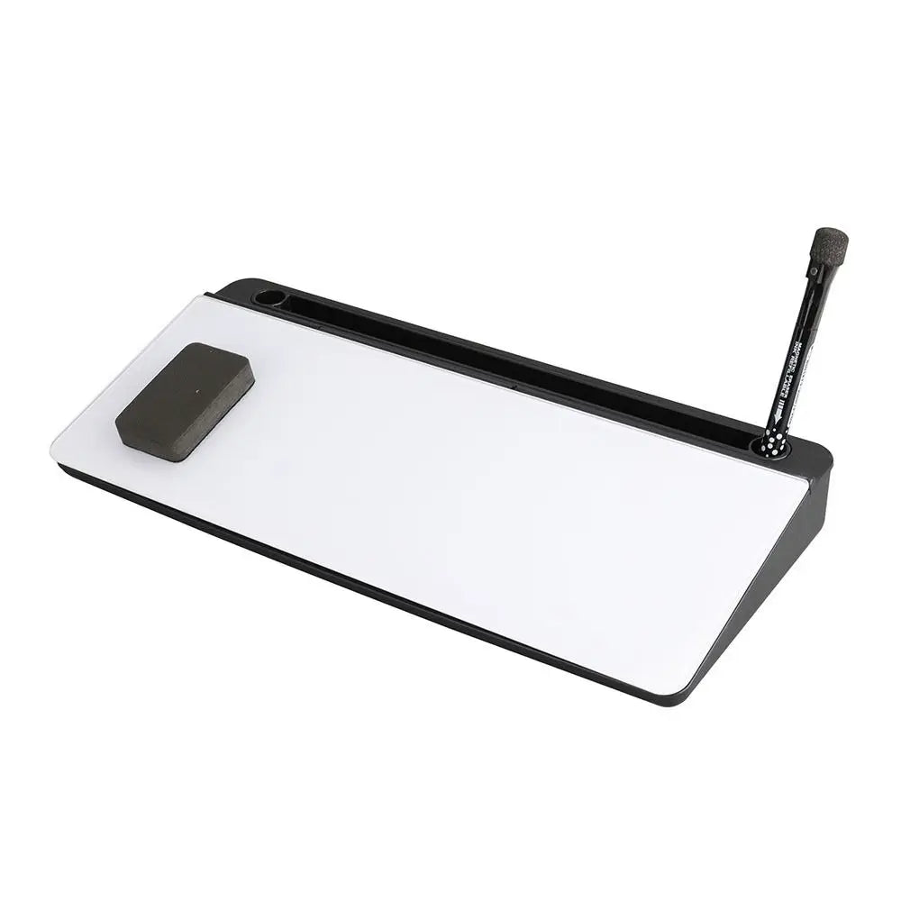 Tempered Glass Desk Whiteboard with Storage Drawer & Memo Board