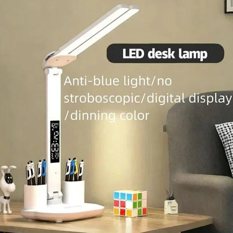 Touch-Dimmable LED Desk Lamp with Clock Calendar & Temperature Display
