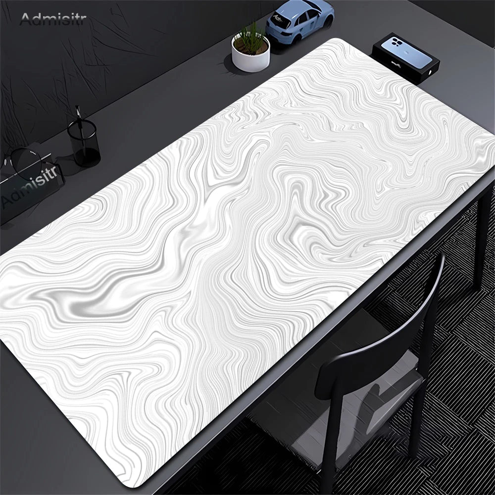 Abstract Black & White Strata Liquid XXL Extended Gaming Desk Mat