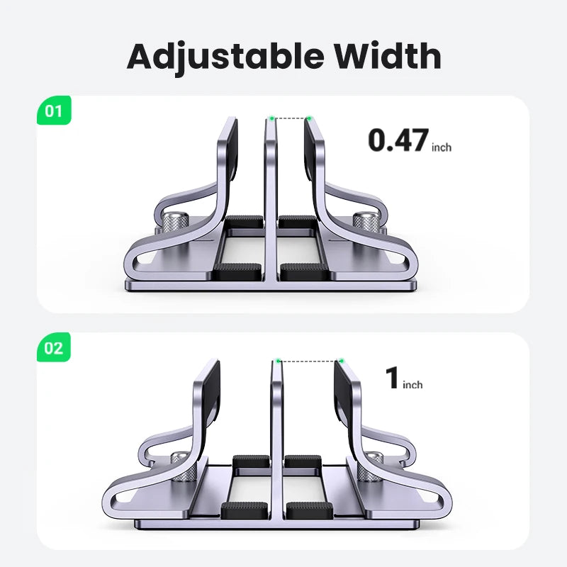 UGREEN Dual Slot Adjustable Vertical Aluminum Laptop Stand Holder