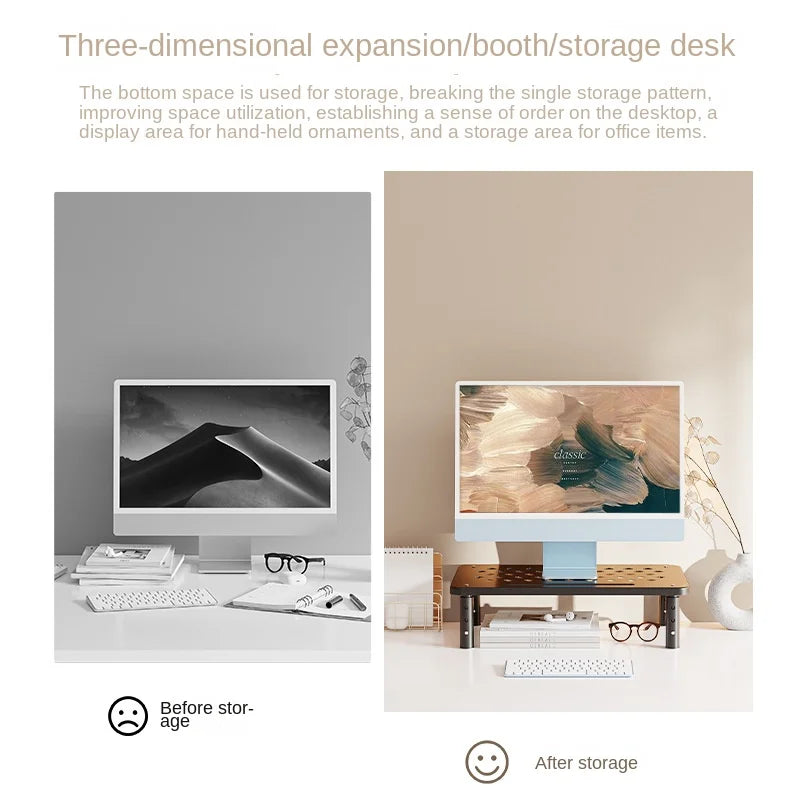 Adjustable Monitor Riser Stand with Storage Organizer Shelf