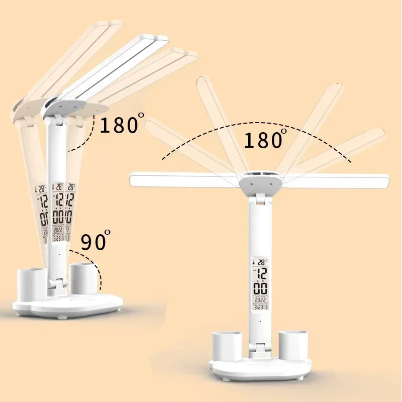 Touch-Dimmable LED Desk Lamp with Clock Calendar & Temperature Display