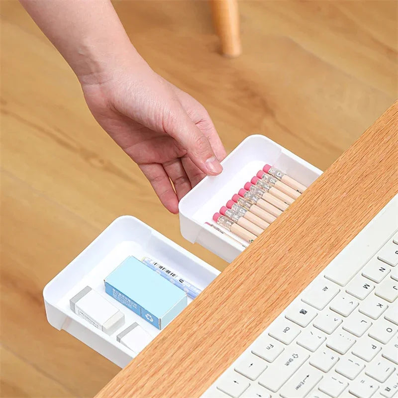 Under-Desk Self-Adhesive Hidden Storage Drawer Organizer Box