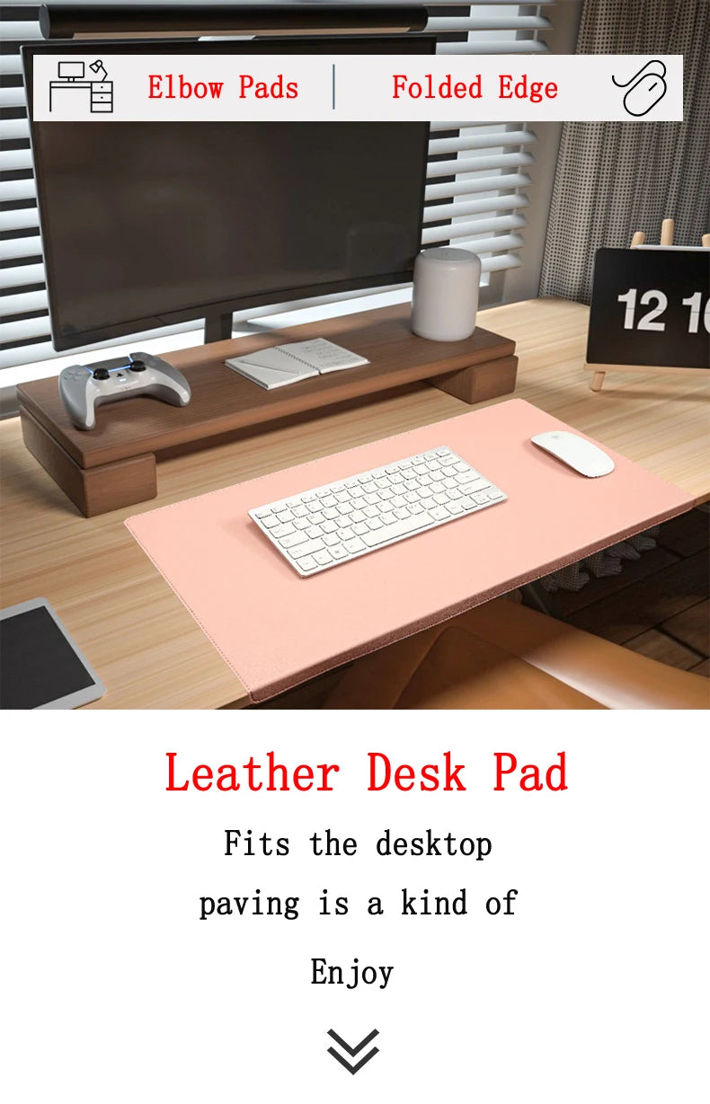 Folding Wrist & Elbow Guard PU Leather Desk Mat Mouse Pad
