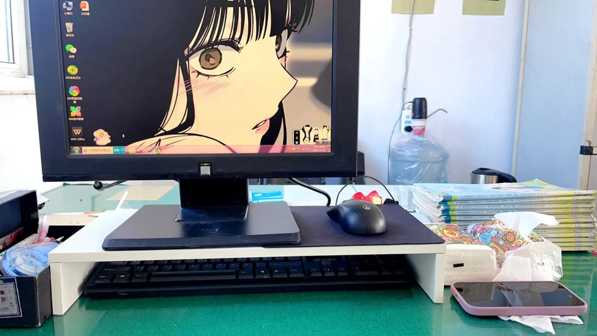 Ergonomic Monitor Riser Stand with Keyboard Storage Tray