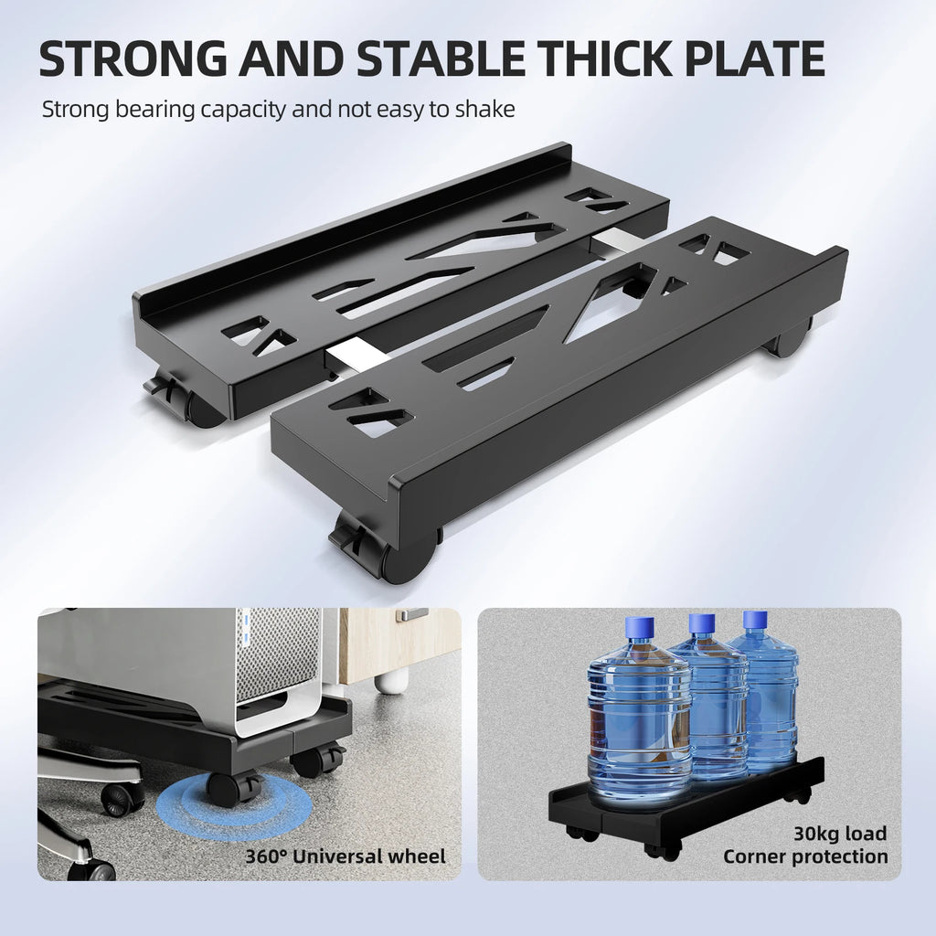 Adjustable Mobile PC Tower CPU Stand with Wheels - Rolling Under-Desk Holder