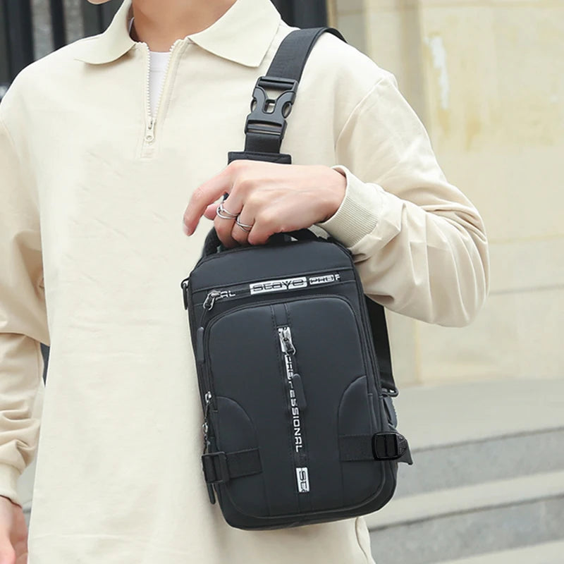 Lightweight Multi-Way Oxford Chest Pack & Crossbody Bag for Men