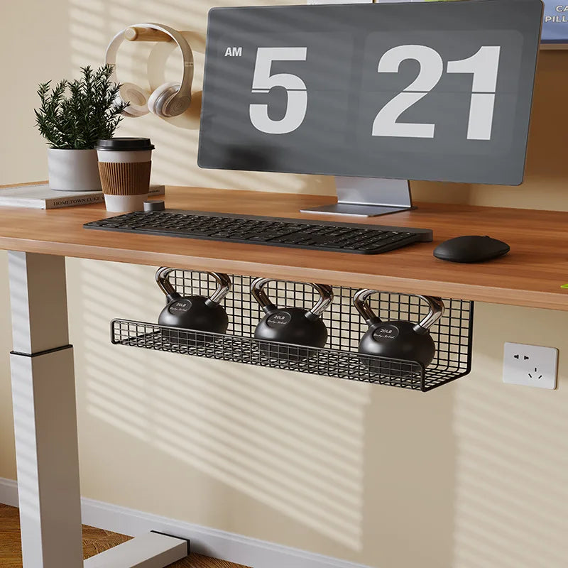 Under-Desk Steel Cable Management Tray - Punch-Free Wire Storage