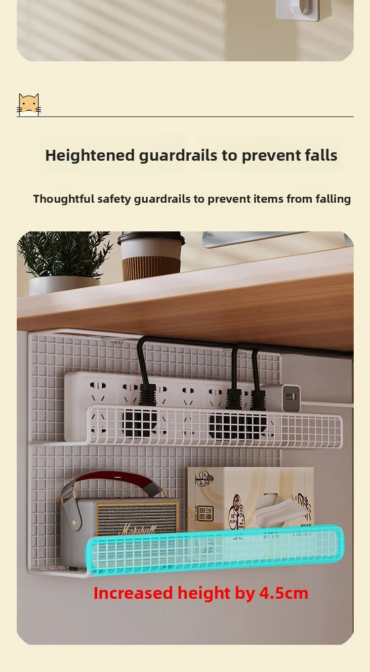 Under-Desk Steel Cable Management Tray - Punch-Free Wire Storage