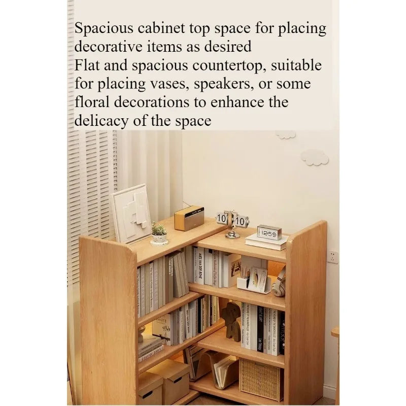 Retractable Corner Wooden Bookshelf & Desktop Storage Rack