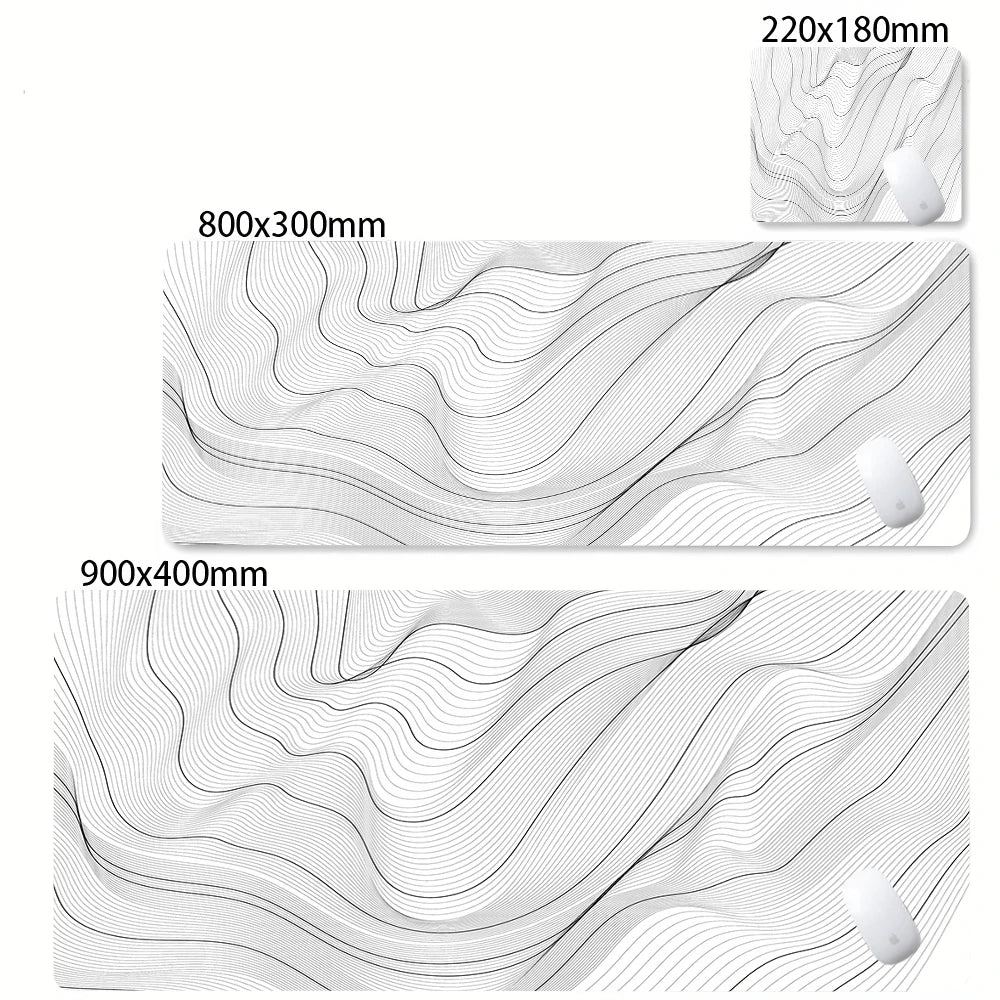 Abstract Black & White Strata Liquid XXL Extended Gaming Desk Mat