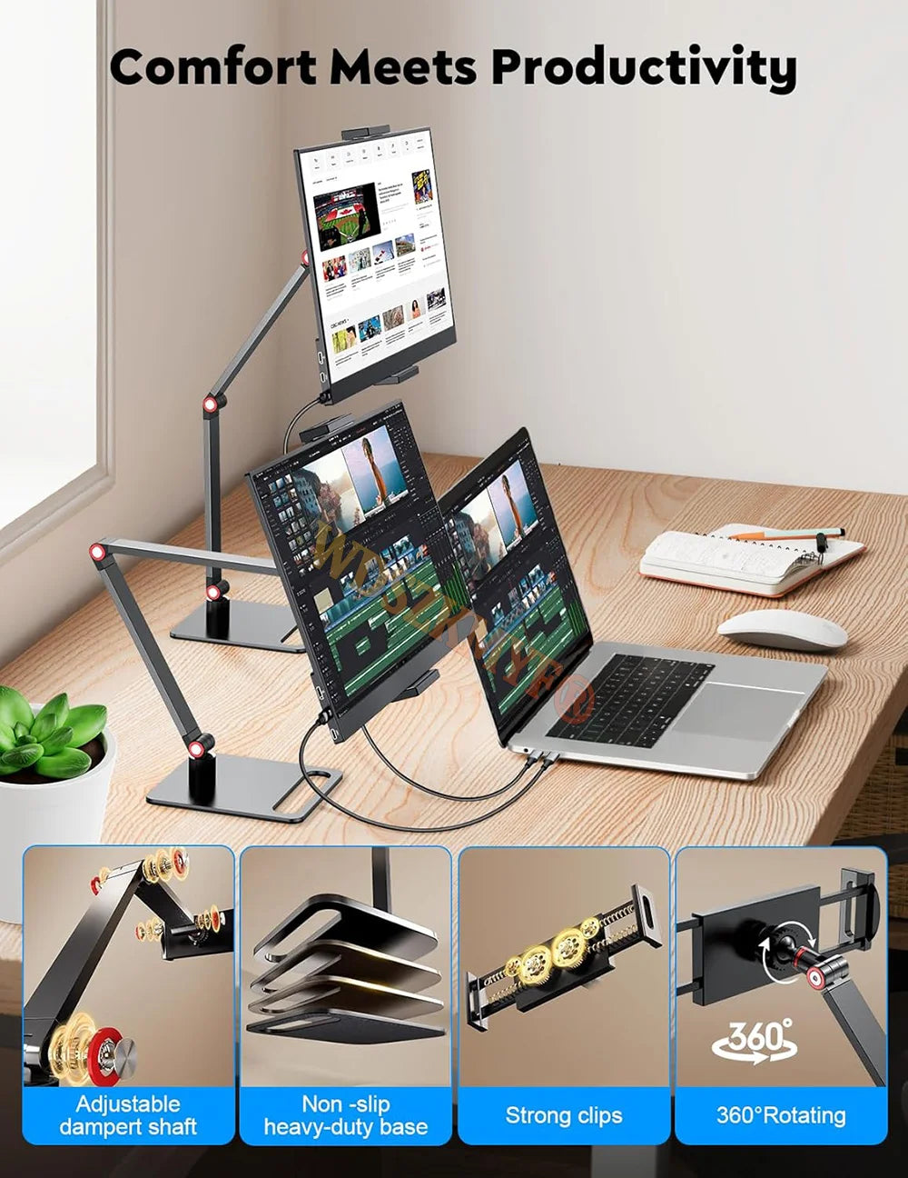 360° Swivel Portable Monitor & Tablet Desk Clamp Mount Stand