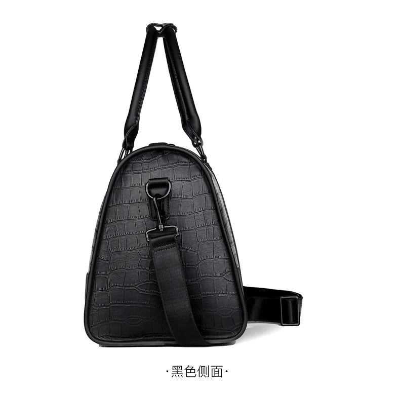 Men's Alligator-Embossed PU Leather Business Duffle Bag
