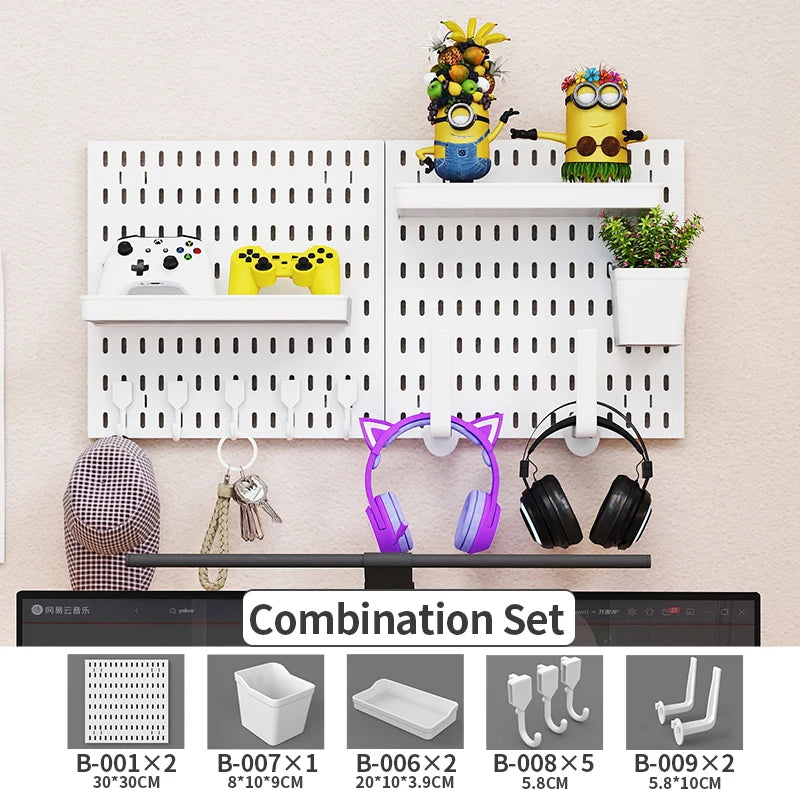 Modular Gaming Room Wall Pegboard Organizer for Controllers & Keyboards