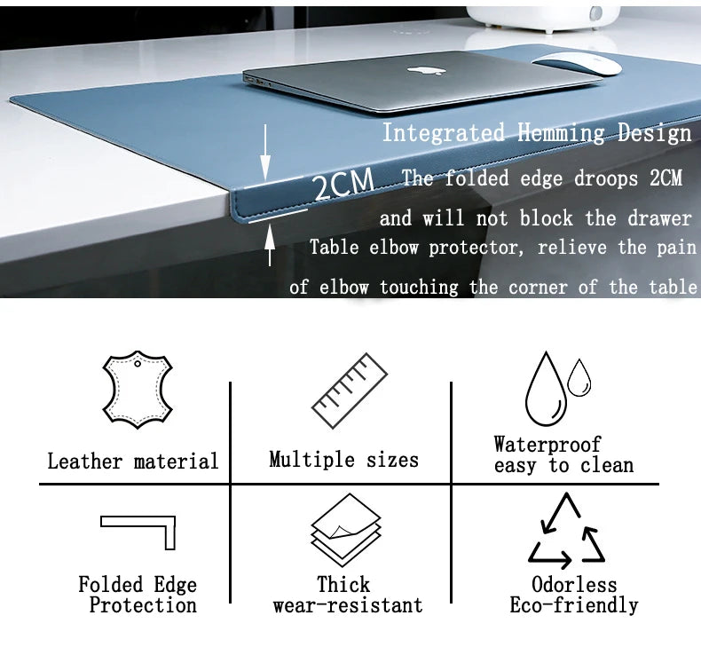 Folding Wrist & Elbow Guard PU Leather Desk Mat Mouse Pad