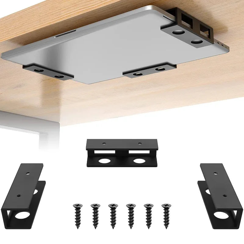 Under-Desk Metal Laptop & Mac Mini Mount Shelf Bracket
